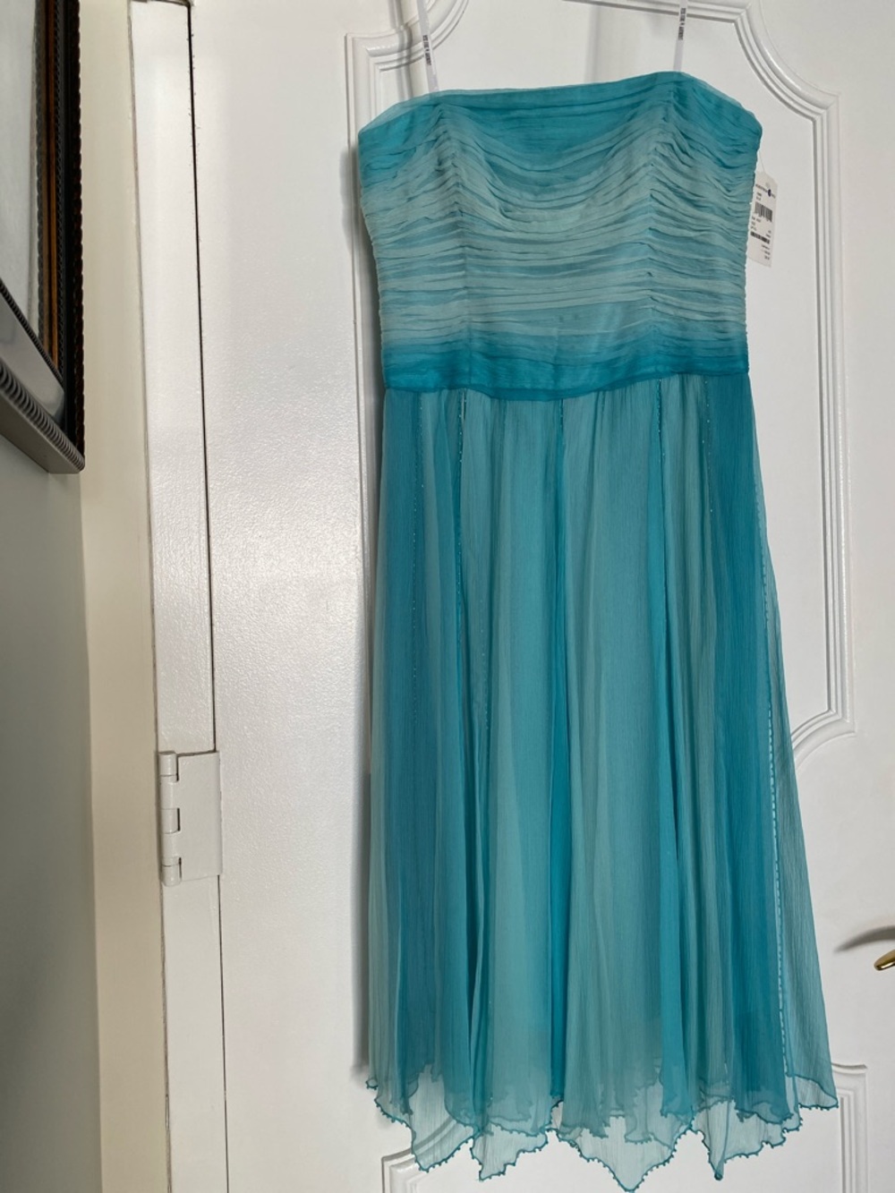 NWT Vintage Laundry by Shelli Segal Teal Strapless 100% Silk Dress Size 4